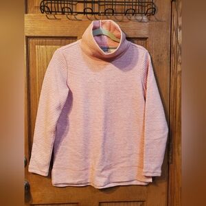 Talbots Pink Bubble Jacquard Quilted Mockneck Pullover - Small Petite